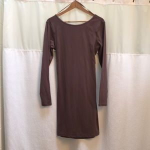 Elegant Mauve  Long Sleeve Dress